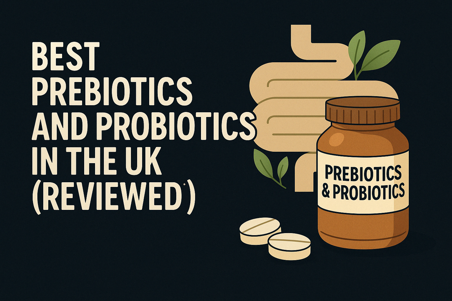 Illustration showing healthy gut with icons of prebiotics and probiotics, highlighting digestive support and immune health
